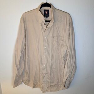 Victorinox Swiss Army Mens L Tan Gingham 80s 2-Ply Cotton Button Down Shirt